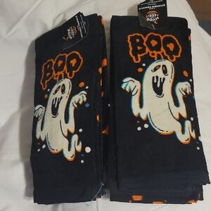 Spooky Ghost Hand Towel Home Decor Black & Orange, by HYDE and EEK! 15X25" Each